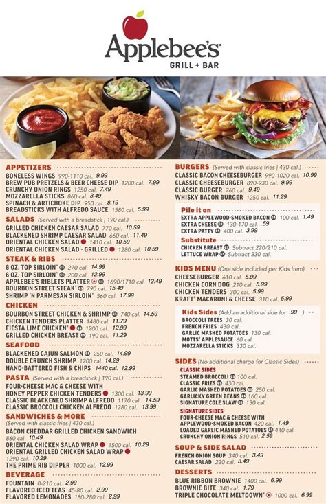 applebee's grill and bar grenada menu